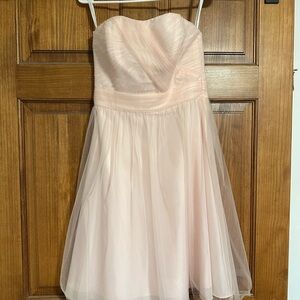 David's Bridal Pink Strapless A-line Prom Dress